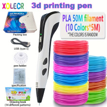 (Blanc, 5 m) Stylo d'impression artistique 3d, interface enfichable USB type-c nouvellement améliorée, sans batterie, adapté à la