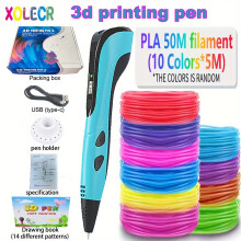 (Bleu, 5 m) Stylo d'impression artistique 3d, interface enfichable USB type-c nouvellement améliorée, sans batterie, adapté à la