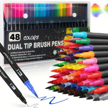 (Black barrel 48 colors) Ensemble de stylos artistiques marqueurs de notes colorés à double pointe, adaptés aux livres de coloriage pour adultes
