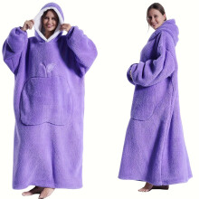 (Purple Apple Long) Sweat-shirt à capuche en peluche confortable, couverture réversible surdimensionnée unisexe pour adulte avec poche