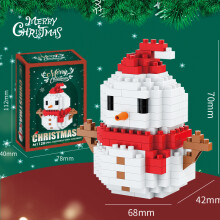 (M28) Blocs de construction de Noël avec Père Noël, bonhomme de neige, renne, train |Cadeaux de vacances, matériau ABS
