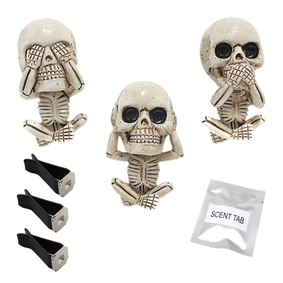3Pcs Skull Car Air Freshener Vent Clip, Charm Gothic Skull Ornament Car Accessories For Car Interior Aromatherapy Deco 9426802618938