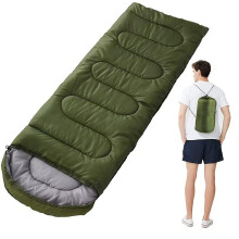 Mummy Sleeping Bag Adults 1545F, 34 Season Cold Weather, Camouflage Military Green, 1.3 Kg, Warm Washable for Hiking