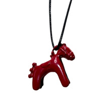 Enamel Coated Horse Charm Necklace Corrosion Resistant-Red