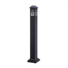 Cigarettes Butt Receptacle, Rainproof Vertical Adjustable Outdoor Ashtray Pillar Stainless Steel Black For Home Patio