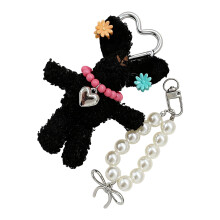 Delicate Pearls Barrettes Rabbit Charm Lightweight-Black