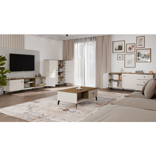 Kommode POINT 2D3S Kaschmir Beige Eiche Castello Schrank 3 Schubladen 2 Türen Wohnzimmer 2