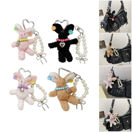 Delicate Pearls Barrettes Rabbit Charm Lightweight-Black 2