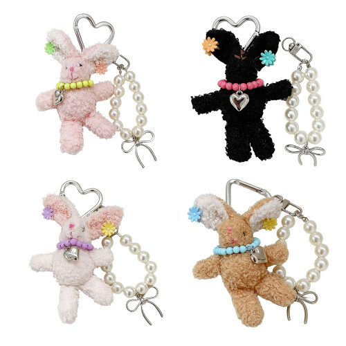 Delicate Pearls Barrettes Rabbit Charm Lightweight-Black 1