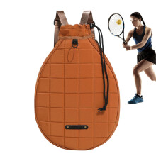 Tennis Racket Bag Waterproof Oxford Cloth With Racket Cover, Shoulder Sling Backpack, Large Capacity 27x6x46 cm Brown