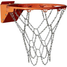 Chain-Link Basketball Net For Outdoor Hoops, Professional Heavy Duty All Weather Standard-size Galvanized Steel Net With Anti-Whip Technology, Flexibl