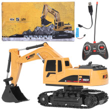Remote Control Excavator Toy, 11 Channel Full Functional Electric Hydraulic Haulers Digger with Rechargeable Batteries LED Lights for Kids Boys Age 6-