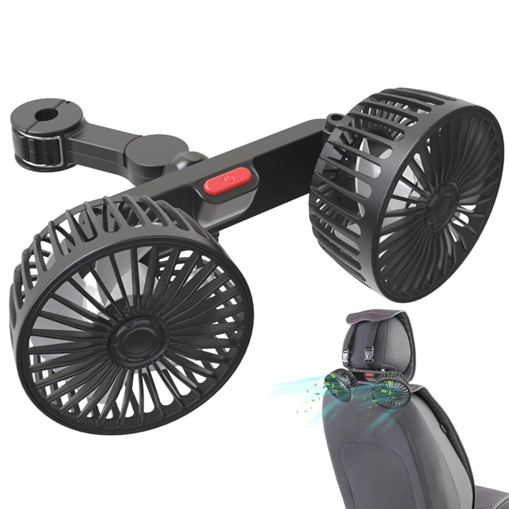 Backseat Fan For Car Back Seat, 360Degree Rotation, Dualhead, 3Speed Adjustable Cooling, Camping Golf Cart Treadmill 9347817197877