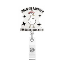 Badge Reel For ID Cards, Retractable, Acrylic Duck Design, Alligator Clip, Fits Standard Cards, Duck Design