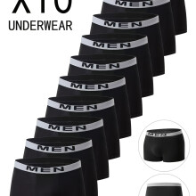 (Black 10-pack, 36) 10-Pack Men's Solid Color Boxer Briefs, Comfortable Breathable Stretch Trunks, for Sports or Casual Home Wear