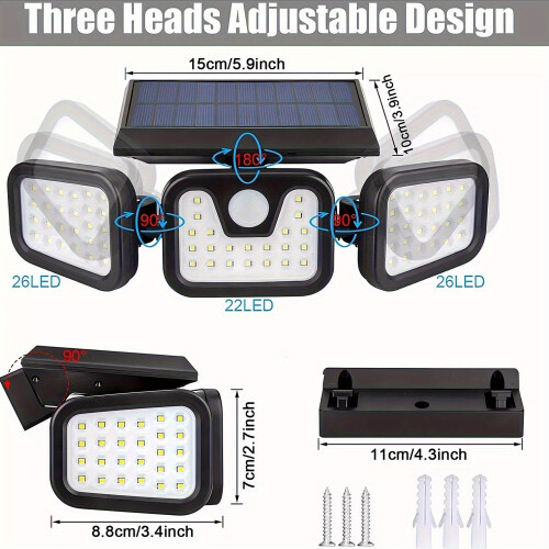 (Induction light source) 74-LED Solar Motion Sensor Light with 3 Brightness Modes, Outdoor Wall Light for Front Door, Yard, Garage, Pathway - 1