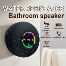 (Black/bass) Portable Water Resistance Speaker with Suction Cup | Dynamic RGB Lighting, No Delay, High Fidelity Sound, Zero Delay