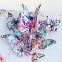 3D Pop Up Butterfly Greeting Card with Elegant Gold Foil Design for All Occasions