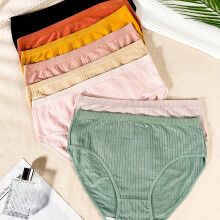 (Mixed Color, 16) 8pcs Plus Size Women'S Briefs | Easy Comfortable Breathable Solid Color Triangle Briefs with Slight Stretch Fabric