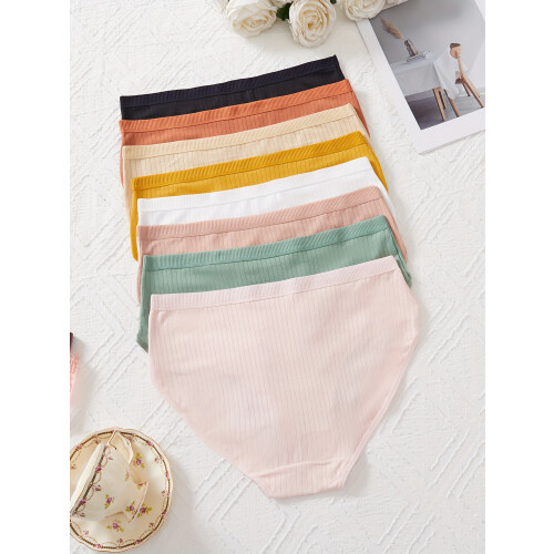 (Mixed Color, 16) 8pcs Plus Size Women'S Briefs | Easy Comfortable Breathable Solid Color Triangle Briefs with Slight Stretch Fabric 1