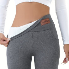 (Dark Gray, 16) Leggings De Mujer De Talle Alto Con Forro De Felpa Y Etiqueta De Moda Para Otoño E Invierno Con Bolsillos: Pantalones Té