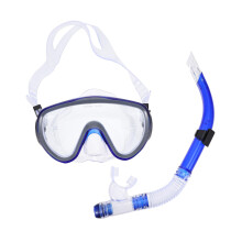 Dry Snorkel Mask Set With Strap Wide View AntiFog Silicone Skirt For Adults And Teens Blue