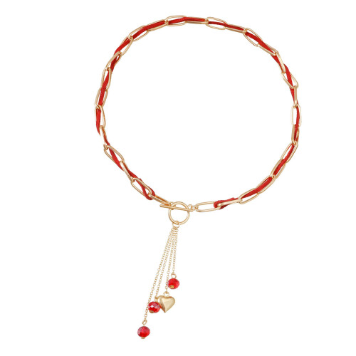 Elegante hartvormige bungelketting, verstelbare OT-sluiting,
