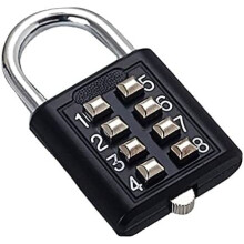 8 Digit Combination Padlock for Luggage Travel, Durable Zinc Alloy Long Shackle Steel Lock