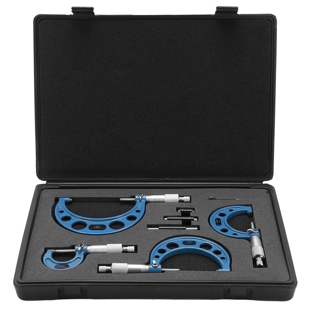 Outside Micrometer Set 04 In With Calibration Standards Included And Wrench Machinist Precision Measuring Tools 9347817198522