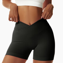 Scrunch Butt Lift dames biker shorts met hoge taille, workoutbroek met V-vormig kruisvormig ontwerp van spandex voor een liftend effect aan de