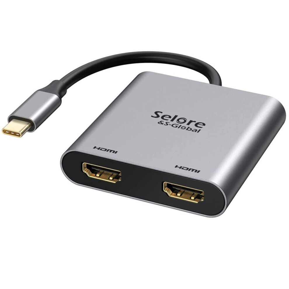 Usb C To Dual Hdmi Adapter, Compatible With Thunderbolt 3/4 Ports, 4K@60Hz/30Hz For Macbook Pro/Air, Ipad Pro, Dell 9382693695345
