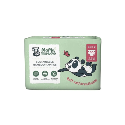 Mama Bamboo Sustainable Bamboo Size 2 - 30 nappies