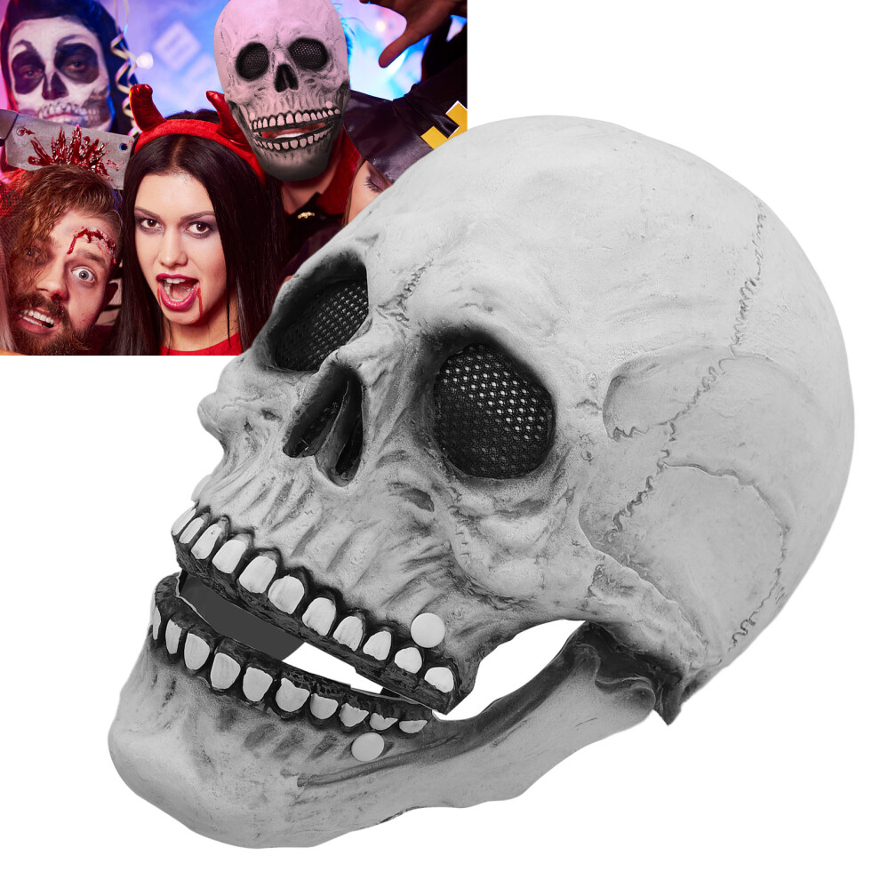 Breathable Durable Latex Skeleton Skull Mask with Movable Jaw for Party Halloween
