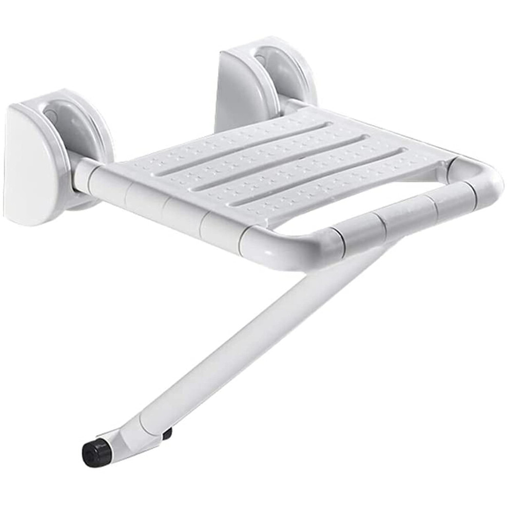 Padded Seat Transfer Bench, Shower Stool Folding WallMounted Mobile Bath Chair White