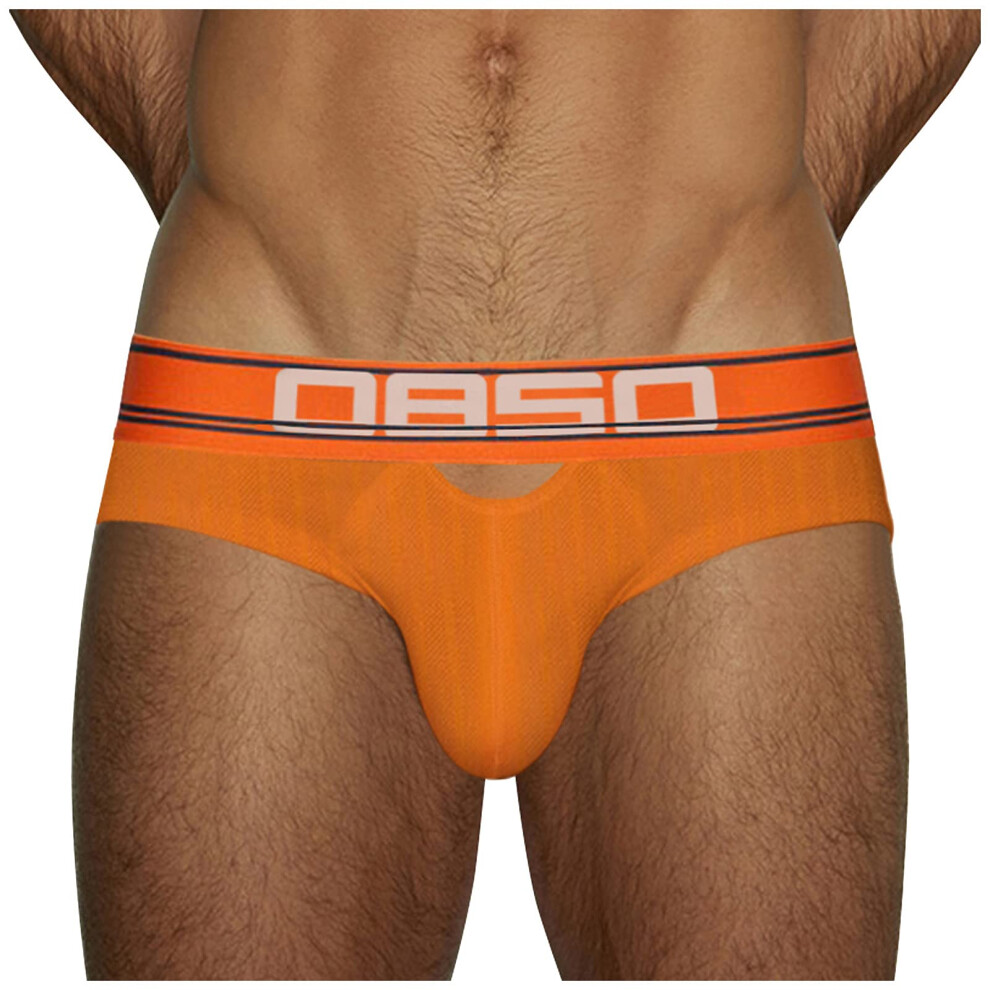 Orange Men's Bamboo Gstring Thong Underwear For Men Low Rise Bulge Pouch, Elephant Shape, Breathable Comfort, Xxl