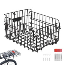Bicycle Rear Basket Folding Bike Basket Large Pannier Storage With Reflector For Road Electric Bikes Scooters