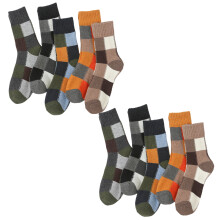 Ideaal cadeau, machinewasbaar, geruite gebreide wintersokken in grunge-stijl, comfortabele thermische wandelsokken met zachte fleecevoering.