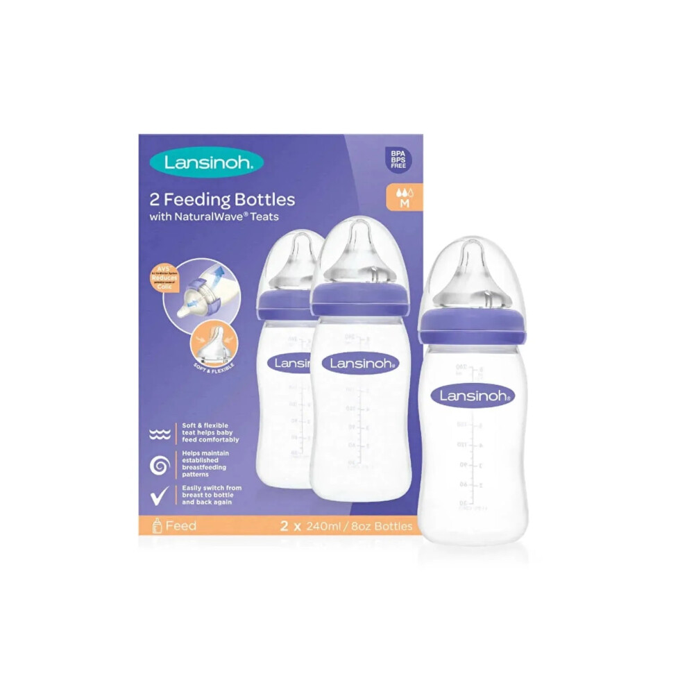 Ebebek Lansinoh Feeding Bottles With Naturalwave Teat 240Ml Pack Of 2