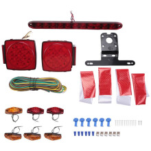Trailer Led Light Kit, Square Led Stop Turn Tail Brake License Plate Running Lights with Wiring Harness/ Lights