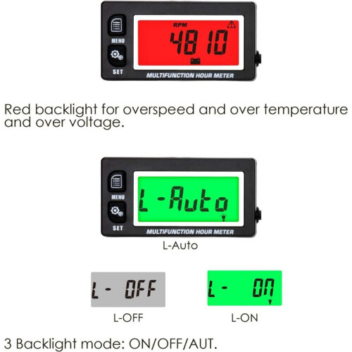 LCD Digital Hourmeter Tachometer Engine Thermometer Replaceable Clock for Motorcycle ATV Marine Boat Gasoline Engines 1