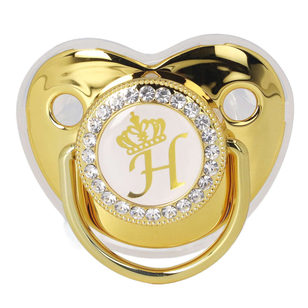 Crown Rhinestone Baby Pacifier With Chain, 6-18 Months Golden
