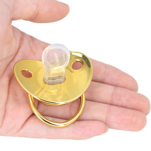 ciuccio portatile a forma di W dorato con strass e clip con catena 2