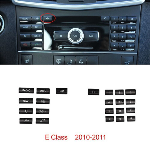 Car Center Console CD Multimedia Button Ram Cover Sticker för   E Class W212 2010-2011(Svart) 1