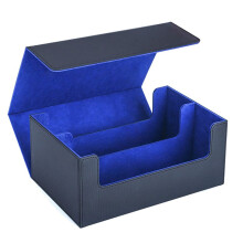 Multifunktions-Kartenbox Tragbares Kartenetui Organizer Aufbewahrungsbox Top Side-Loading Deck Case Game Cards Hobbies, Schwarz+Blau