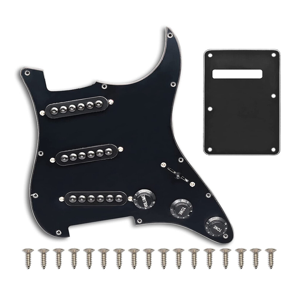 Prewired St Pickguard Sss 3 Single Coil Pickups Adjustable Screws For Standard Stratocaster Guitar Parts,Black 6032542344247