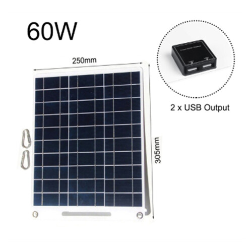 60W Solar Panel Portable 5V Dual USB Fast Charger 2