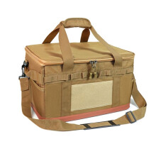 30L Köksredskap Organizer Flera Fack Utomhus Camping Förvaringsväska Camping Utility Tote Bag för Picknick Kaki
