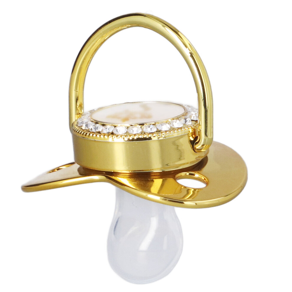 Premium Infant Baby Pacifier Gold Crown & Rhinestones Letter M