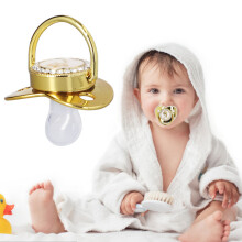 Sucette pour bébé avec couronne en strass et chaîne clips - Lettre A