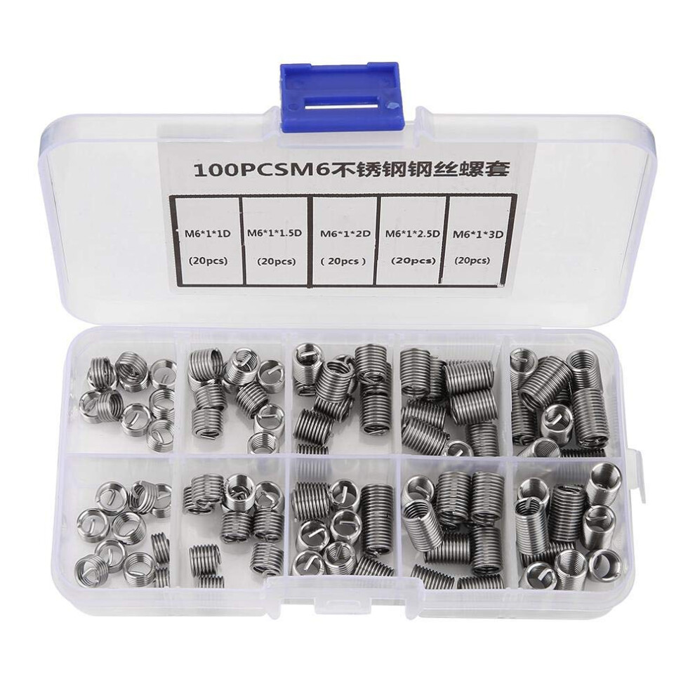 M6 Stainless Steel Threaded Inserts 100Pcs Kit Compatible With Helicoil For Thread Strength Boost And Wear Resistance 9189345349140